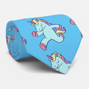 Blue Unicorn Running Thunder_Cove Neck Tie