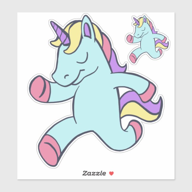 Blue Unicorn Running Thunder_Cove Sticker (Sheet)