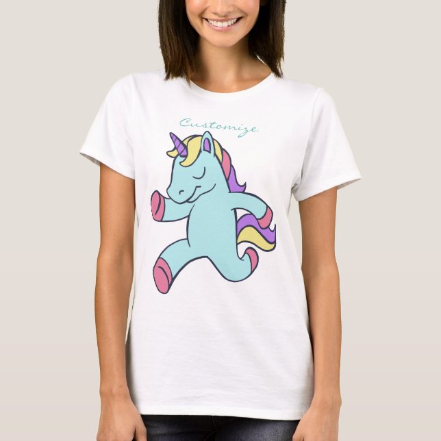 Blue Unicorn Running Thunder_Cove T-Shirt (Front)