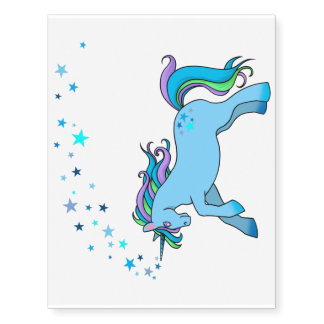 BLUE UNICORN & STARS TEMPORARY TATTOO