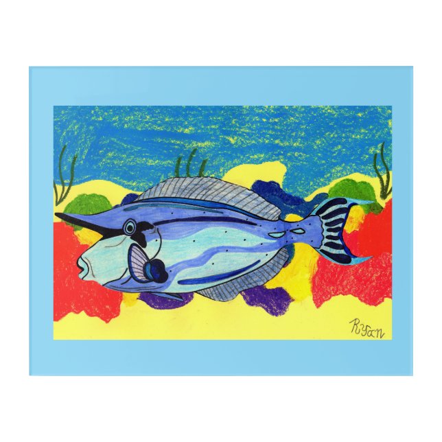 Blue Unicorn Tang Acrylic Print (Front)