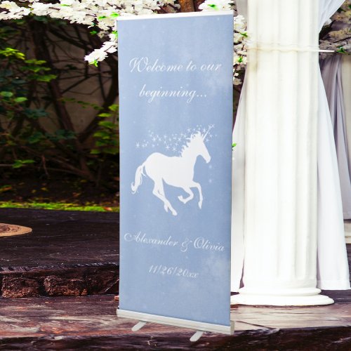 Blue Unicorn Wedding Welcome Banner