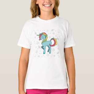 Blue Unicorn with Doodles T-Shirt