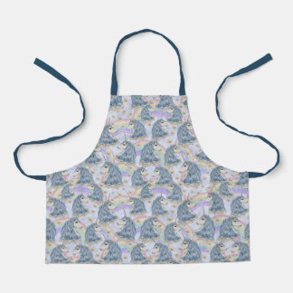 Blue Unicorns With Rainbows Apron