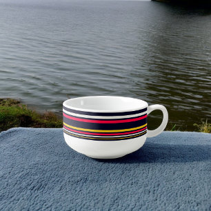 Blue Uniform Stripes Soup Mug