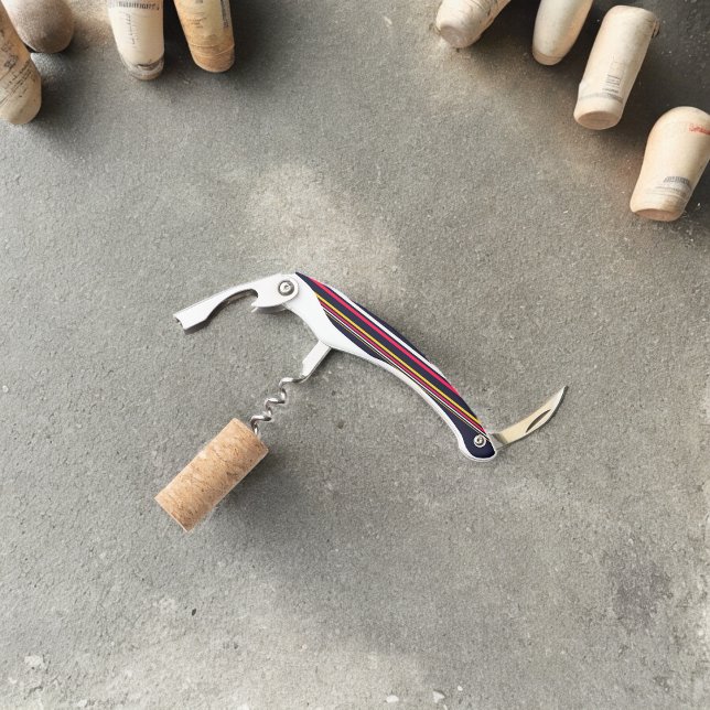 Blue Uniform Stripes Waiter's Corkscrew (Corkscrew Bottle Opener)