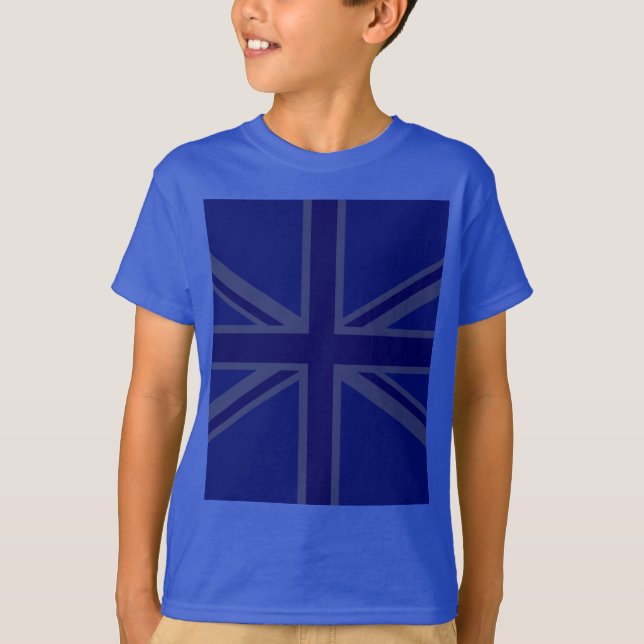 Blue Union Jack British Flag Design T-Shirt (Front)