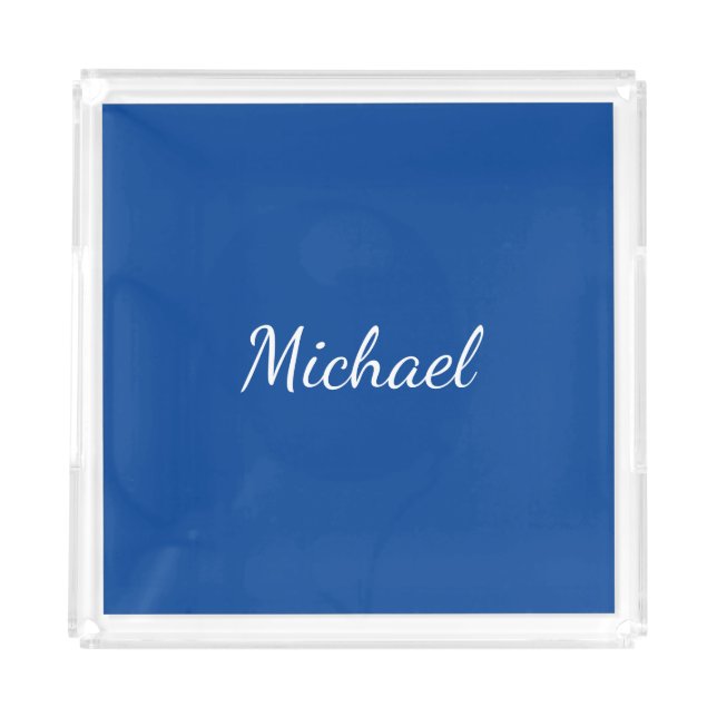 Blue Unique Professional Calligraphy Name Acrylic Tray (Front)