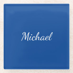 Blue Unique Professional Calligraphy Name Glass Coaster