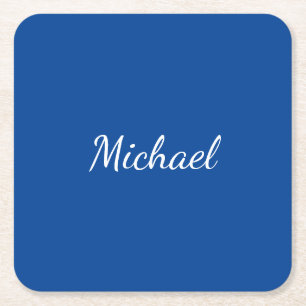 Blue Unique Professional Calligraphy Name Square Paper Coaster