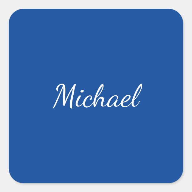 Blue Unique Professional Calligraphy Name Square Sticker (Front)
