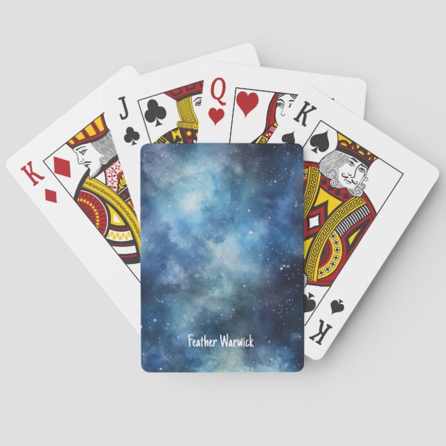 Blue Universe Celestial Clouds Poker Cards (Back)