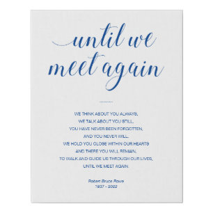 Blue Until We Meet Again Funeral Poem With Name Faux Canvas Print