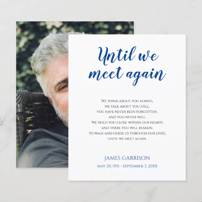 Blue Until We Meet Again Photo Memorial Poem | Zazzle