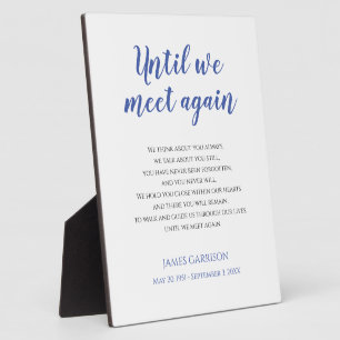 Blue Until We Meet Again Poem Celebration Of Life Plaque