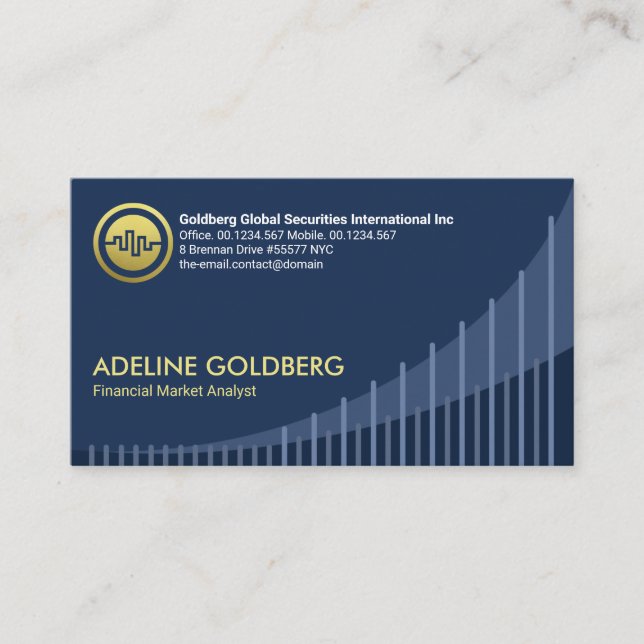 Blue Upward Trend Stock Market Graph Financial Business Card (Front)