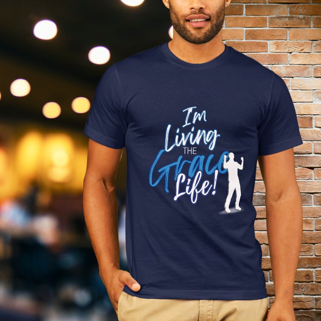 Blue Urban Typography I’m Living The Grace Life  T-Shirt (Creator Uploaded)