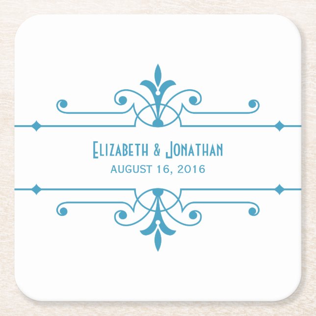 Blue v2 Fancy Ornamental Paper Coasters (Front)