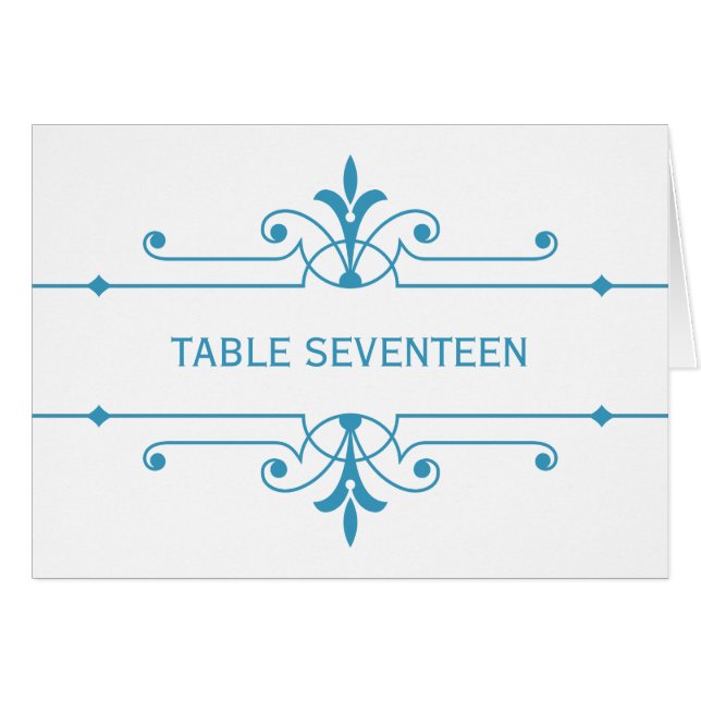 Blue v2 Fancy Ornamental Table Number Card (Front Horizontal)