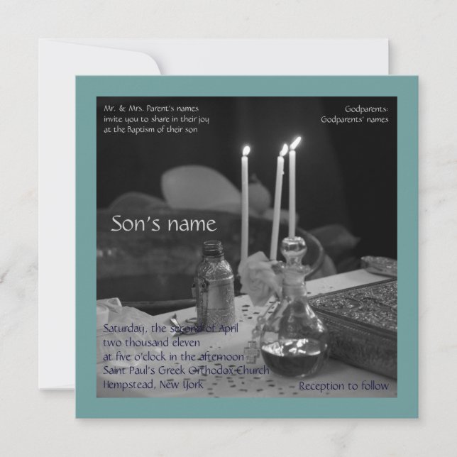 Blue Vaftisi Invitation (Front)