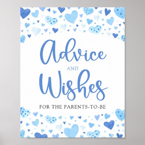 Blue Valentine Baby Shower Advice and Wishes Sign