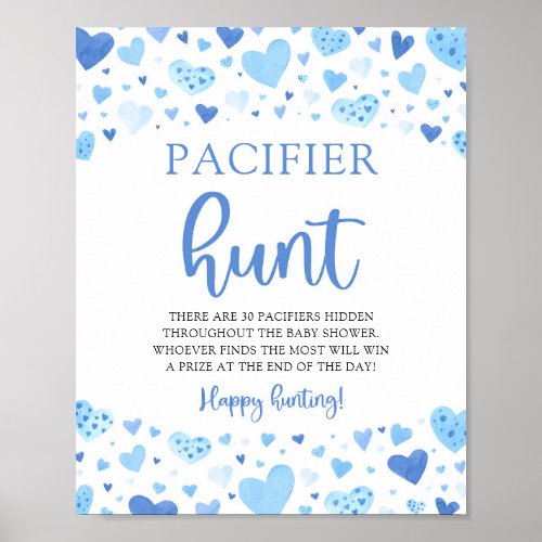 Blue Valentine Baby Shower Pacifier Hunt Sign