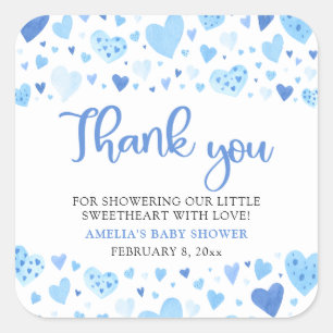 Blue Valentine Boy Little Sweetheart Baby Shower Square Sticker