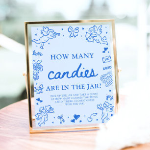 Blue Valentine Guess How Many Candies Baby Shower Poster