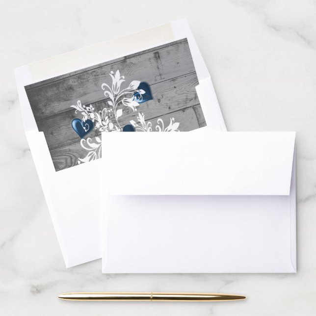 Blue Valentine Hearts Tree Envelope Liner (Desk)