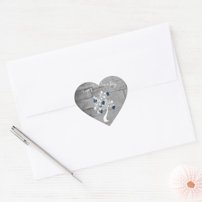 Blue Valentine Hearts Tree Sticker (Envelope)