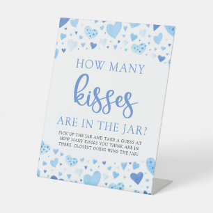 Blue Valentine How Many Kisses Baby Shower Game Pedestal Sign
