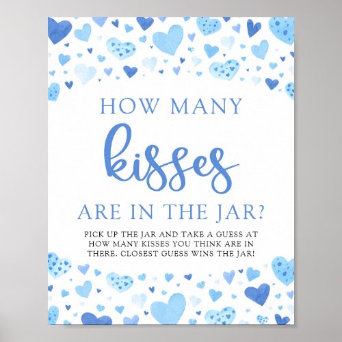 Blue Valentine How Many Kisses Baby Shower Game  Poster