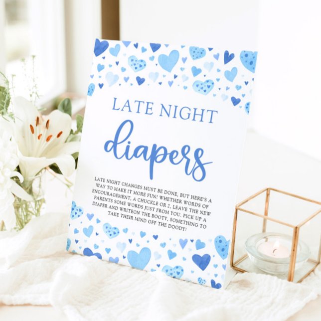 Blue Valentine Late Night Diapers Baby Shower Pedestal Sign (Creator Uploaded)