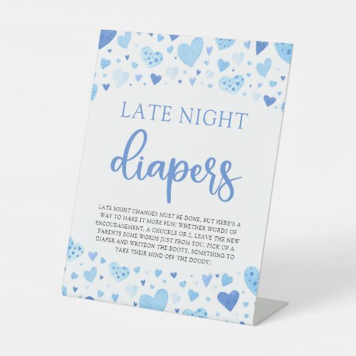 Blue Valentine Late Night Diapers Baby Shower Pedestal Sign