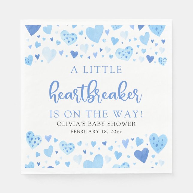 Blue Valentine Little Heartbreaker Baby Shower Napkins (Front)