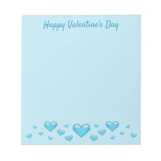 Blue Valentine's Day Hearts &amp; Custom Text Notepad