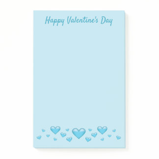 Blue Valentine's Day Hearts &amp; Custom Text Post-it Notes