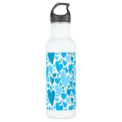 Blue Valentines hearts Water Bottle