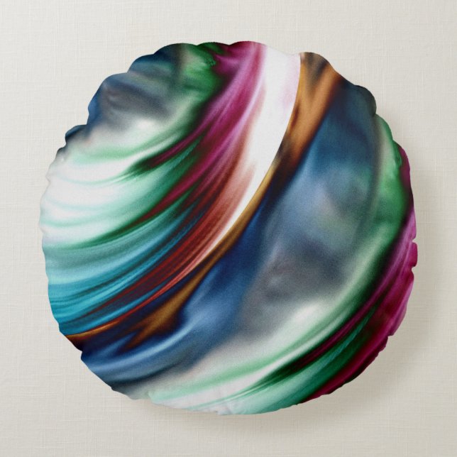 Blue Valley Whirlwind Rainbow Round Pillow (Front)
