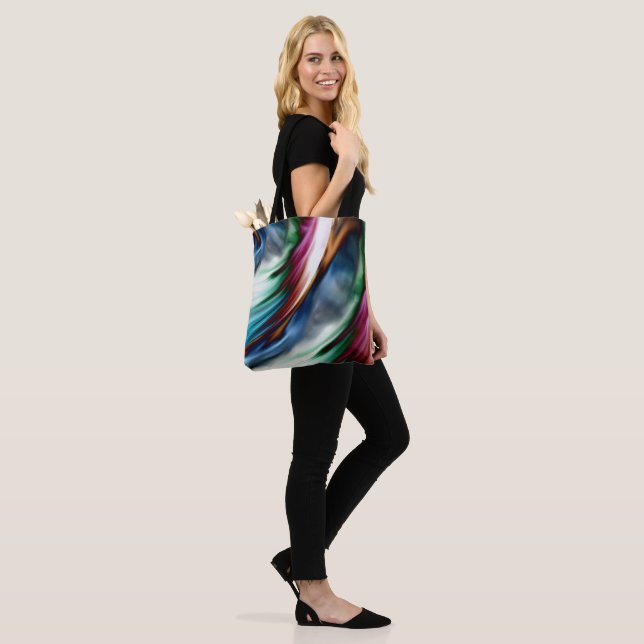 Blue Valley Whirlwind Rainbow Tote Bag (On Model)