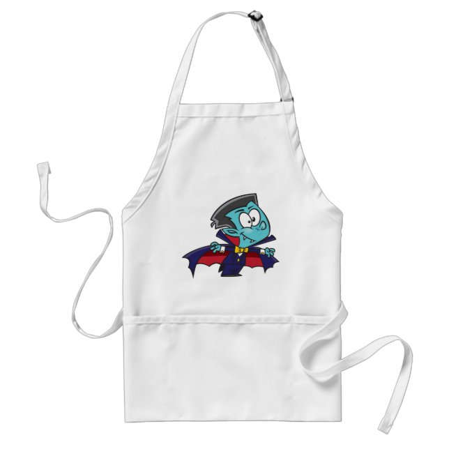 Blue Vampire Boy with Cape Cute Dracula Adult Apron (Front)