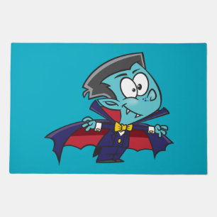 Blue Vampire Boy with Cape Cute Dracula Doormat