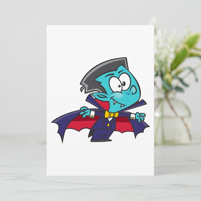 Blue Vampire Boy with Cape Cute Dracula Invitation (Creator Uploaded)