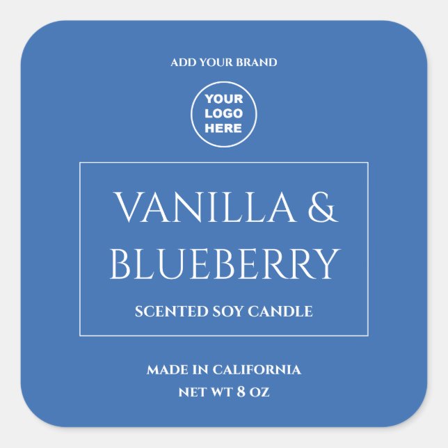 Blue Vanilla Blueberry Custom Candle Label Sticker (Front)