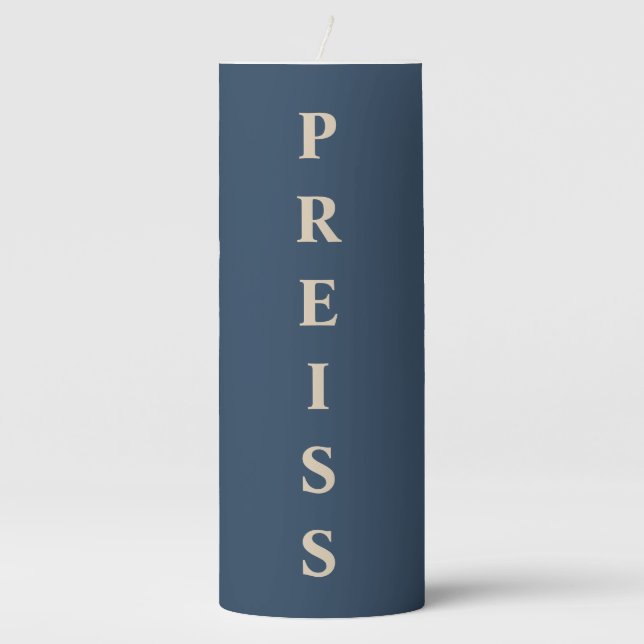 Blue/Vanilla First/Family/Last Name Pillar Candle (Front)