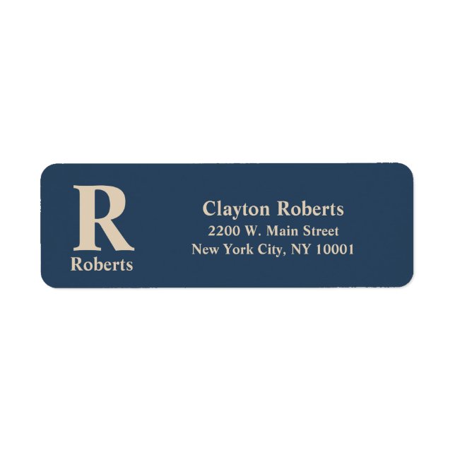 Blue/Vanilla Modern Minimal Monogram Label (Front)