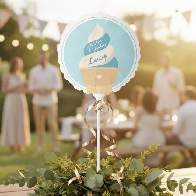 Blue Vanilla Swirl Ice Cream Kids Birthday Balloon (Creator Uploaded)