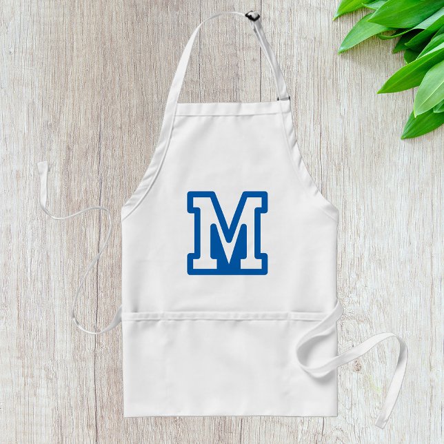 Blue Varsity Letter M Monogram Adult Apron (Creator Uploaded)