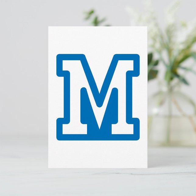 Blue Varsity Letter M Monogram Invitation (Creator Uploaded)