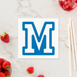 Blue Varsity Letter M Monogram Napkins